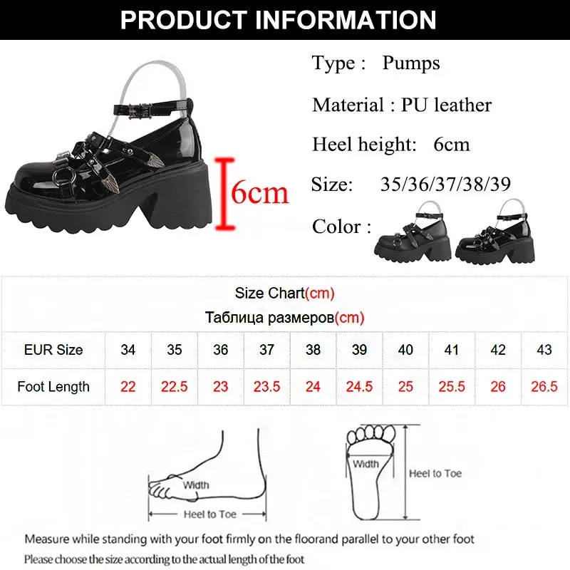 Hnzxzm Fashion Rivet Gothic Punk Shoes for Women Cross Strap Platform Mary Janes Woman Metal Decoration Thick Heels Lolita Shoes