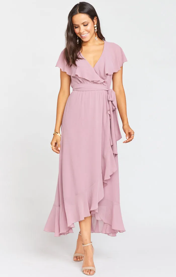 Jess Ruffle Midi Dress ~ Antique Rose Chiffon