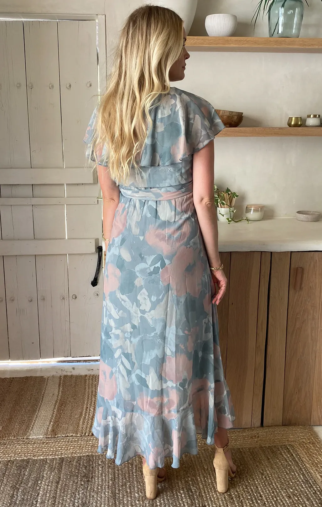 Jess Ruffle Midi Dress ~ Sage I Do Floral