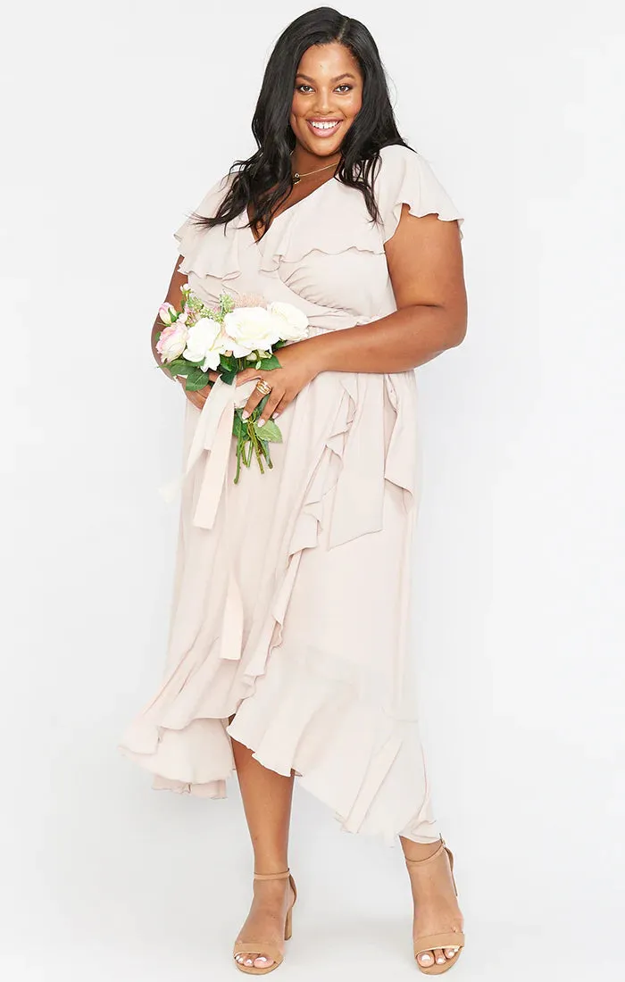 Jess Ruffle Midi Dress ~ Show Me the Ring Crisp