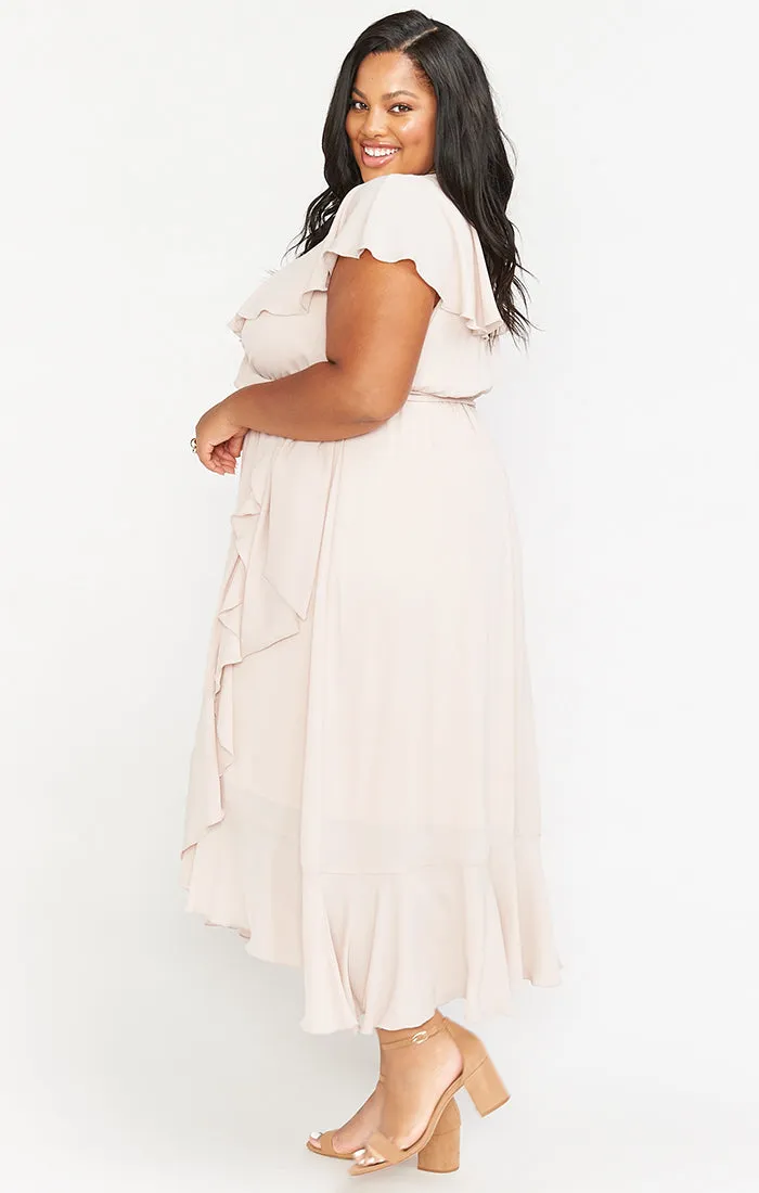 Jess Ruffle Midi Dress ~ Show Me the Ring Crisp