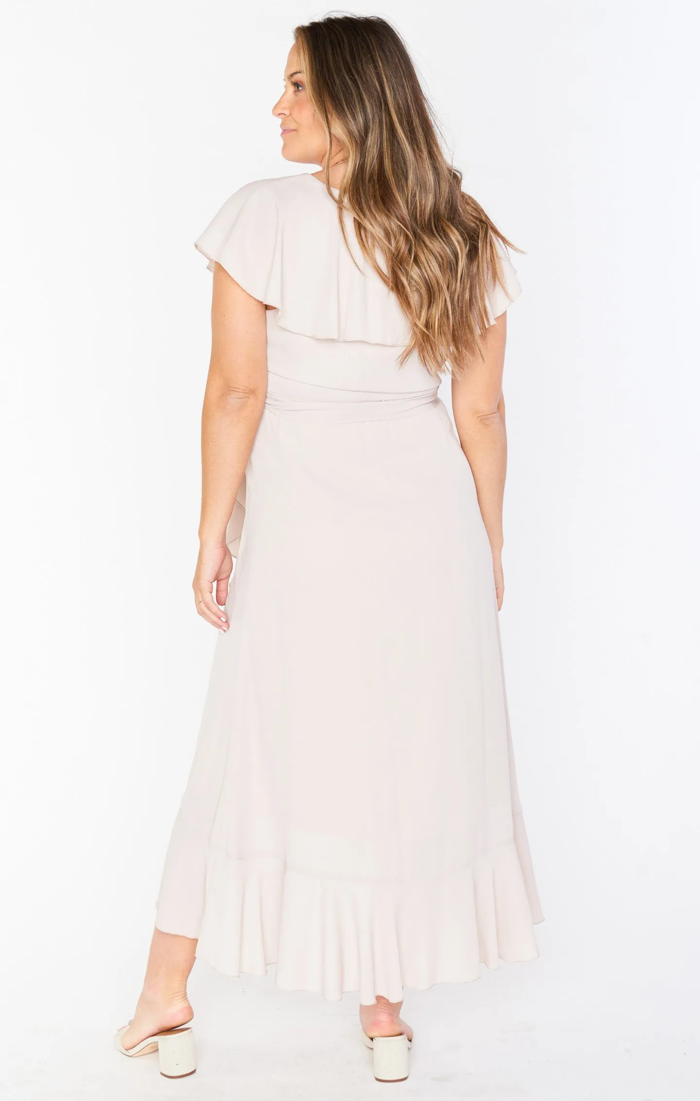 Jess Ruffle Midi Dress ~ Show Me the Ring Crisp