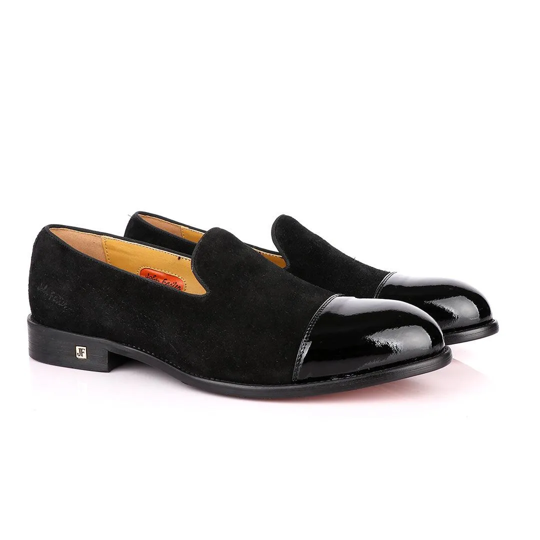 John Foster Half Wetlips And Suede Black Loafer Shoe