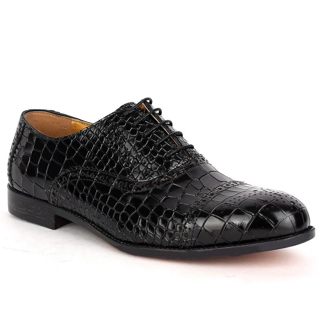 John Foster Oxford Full Crocodile Leather Skin Designed-Black