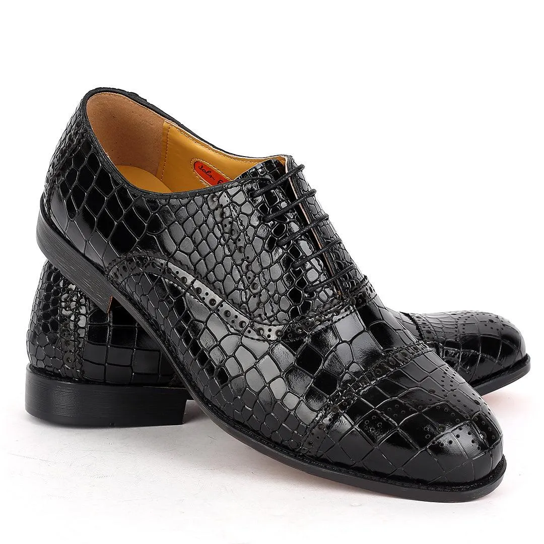 John Foster Oxford Full Crocodile Leather Skin Designed-Black