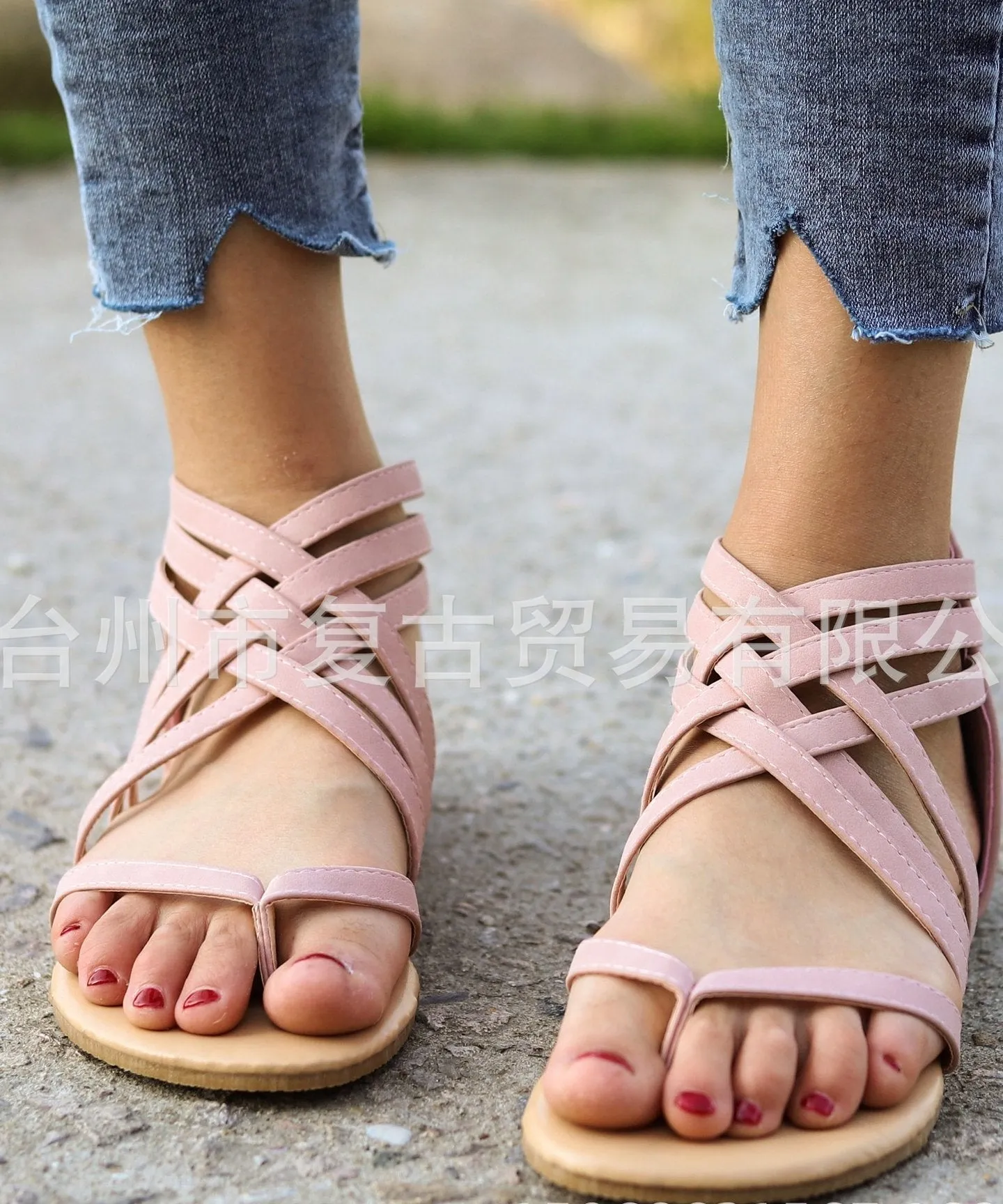 Knitted Toe Roman Sandals Female Summer Flat Large Size Women's Shoes