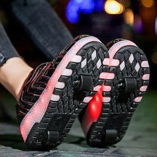 Led Light Up Shoes Roller Sneakers For Children With Double Wheels