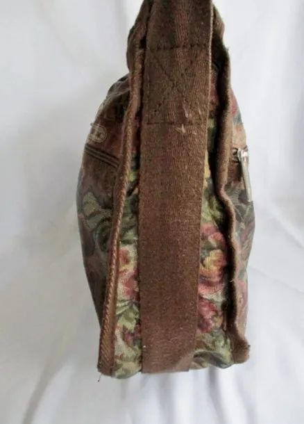 LESPORTSAC Nylon shoulder bag purse crossbody Le Sport Sac BROWN FLORAL Vegan