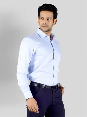 Light Blue Dobby Slim Fit Evening Wear Shirt | Metal