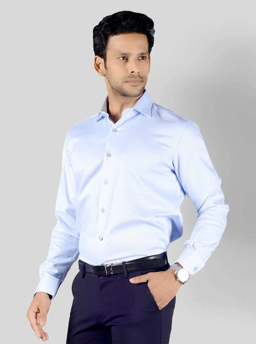 Light Blue Dobby Slim Fit Evening Wear Shirt | Metal