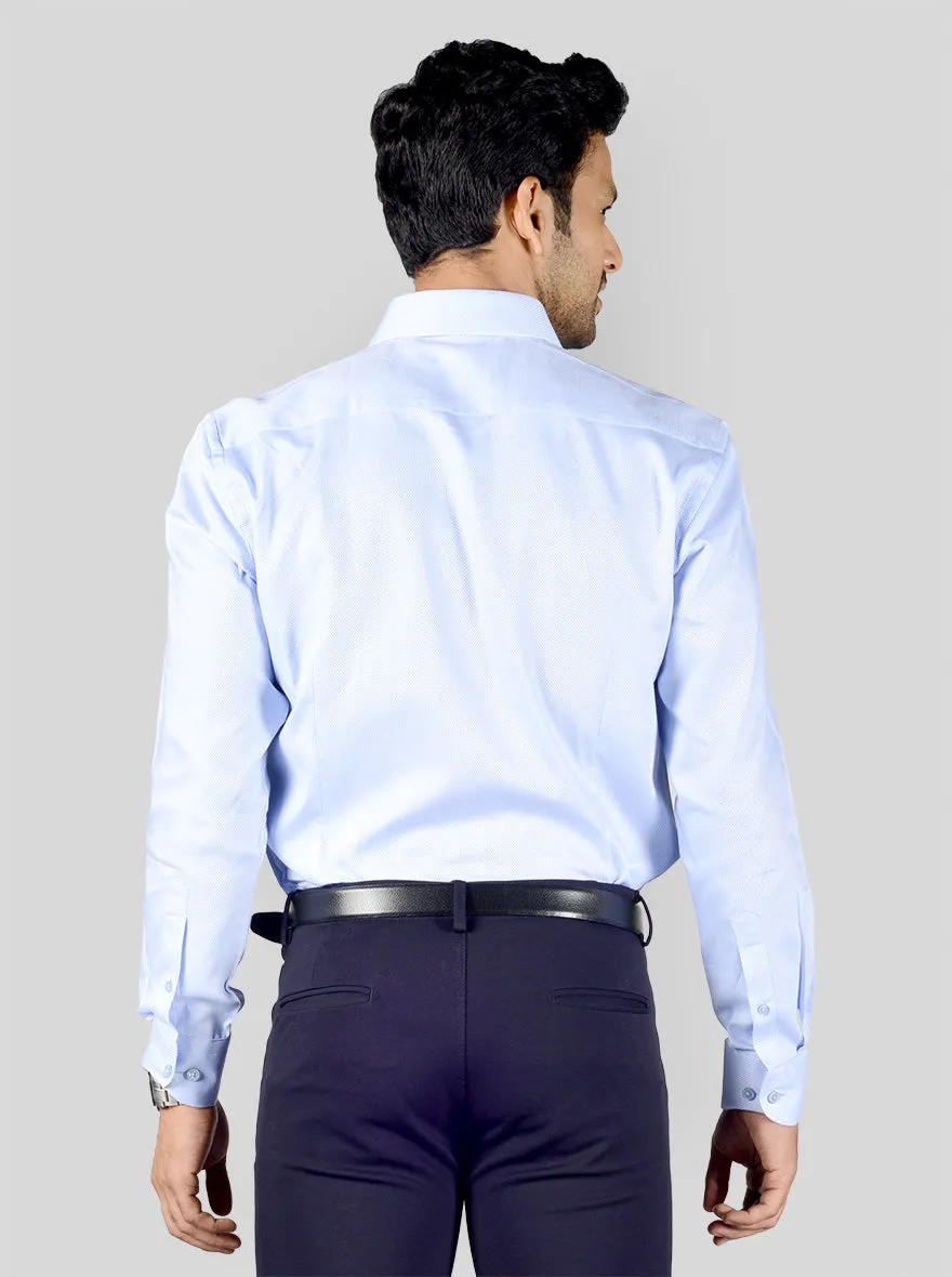 Light Blue Dobby Slim Fit Evening Wear Shirt | Metal