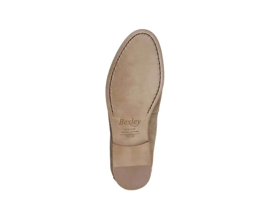 Light Taupe Suede Men&#039;s penny loafers - DERVIO