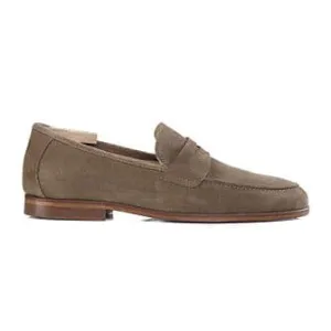 Light Taupe Suede Men&#039;s penny loafers - DERVIO