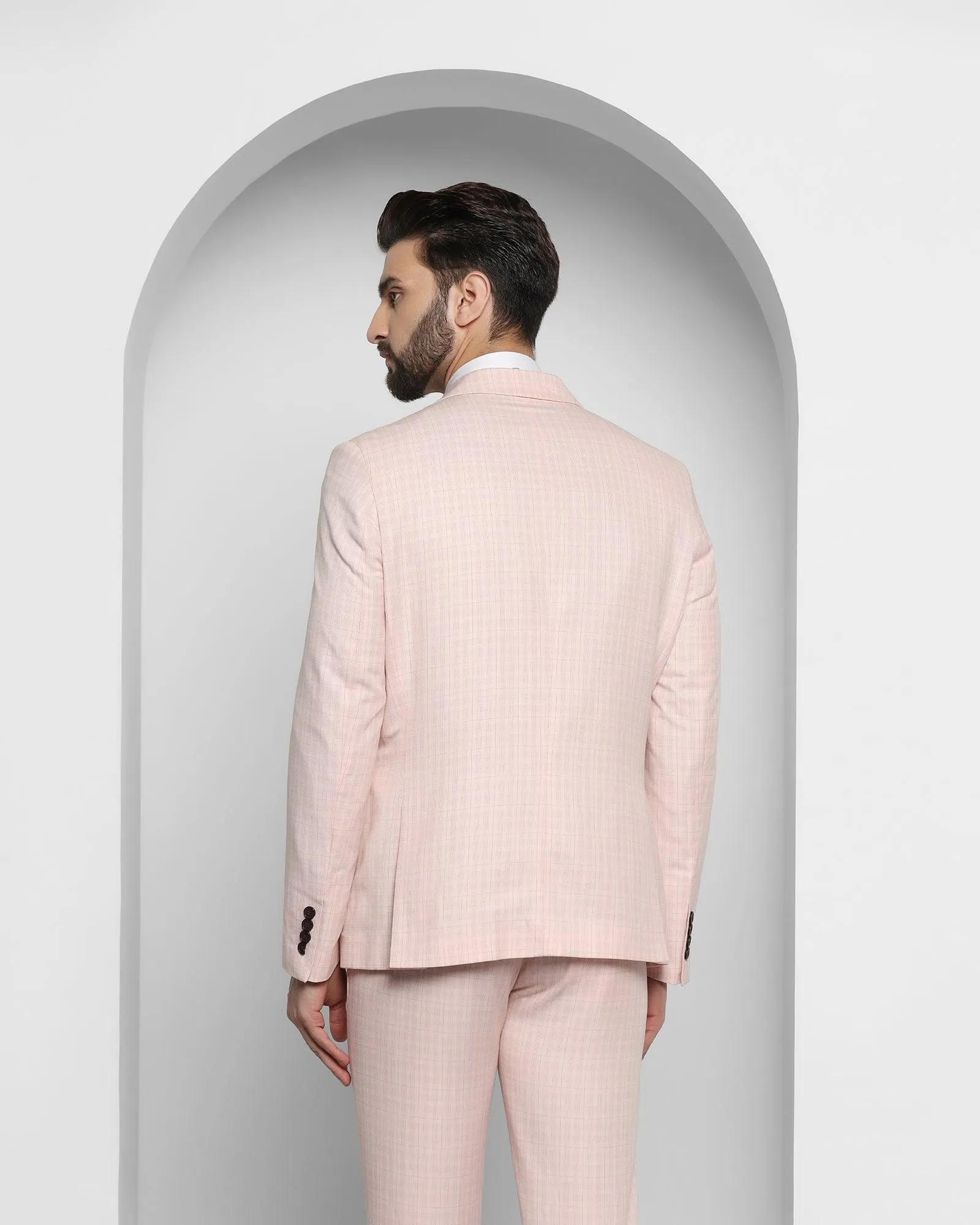 Linen Two Piece Pink Check Formal Suit - Rowan