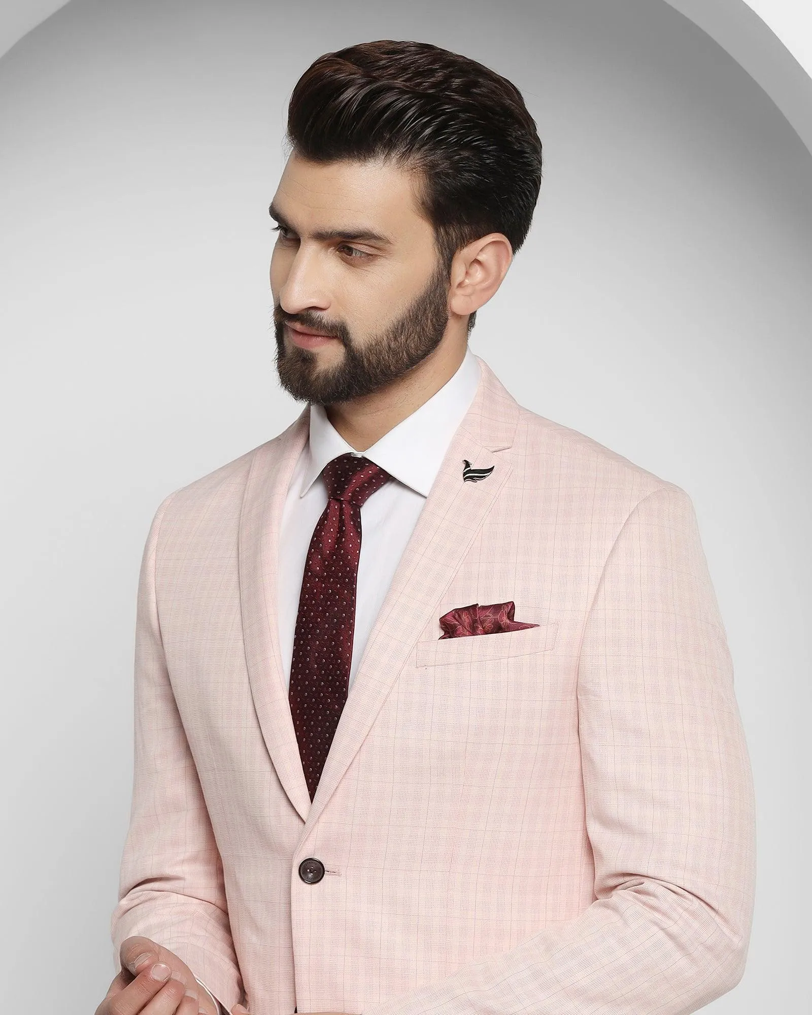 Linen Two Piece Pink Check Formal Suit - Rowan