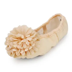 Little Girl's Soft Canvas Flower Ballet Shoes