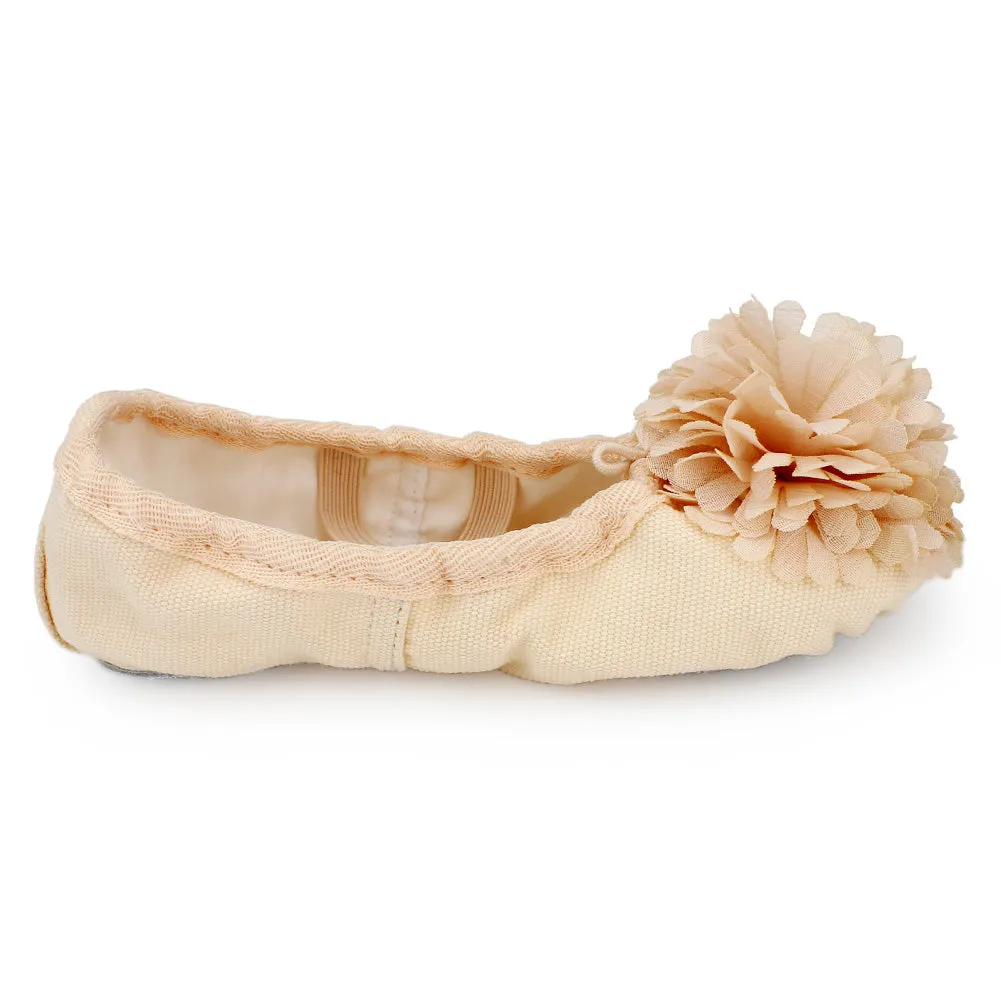 Little Girl's Soft Canvas Flower Ballet Shoes