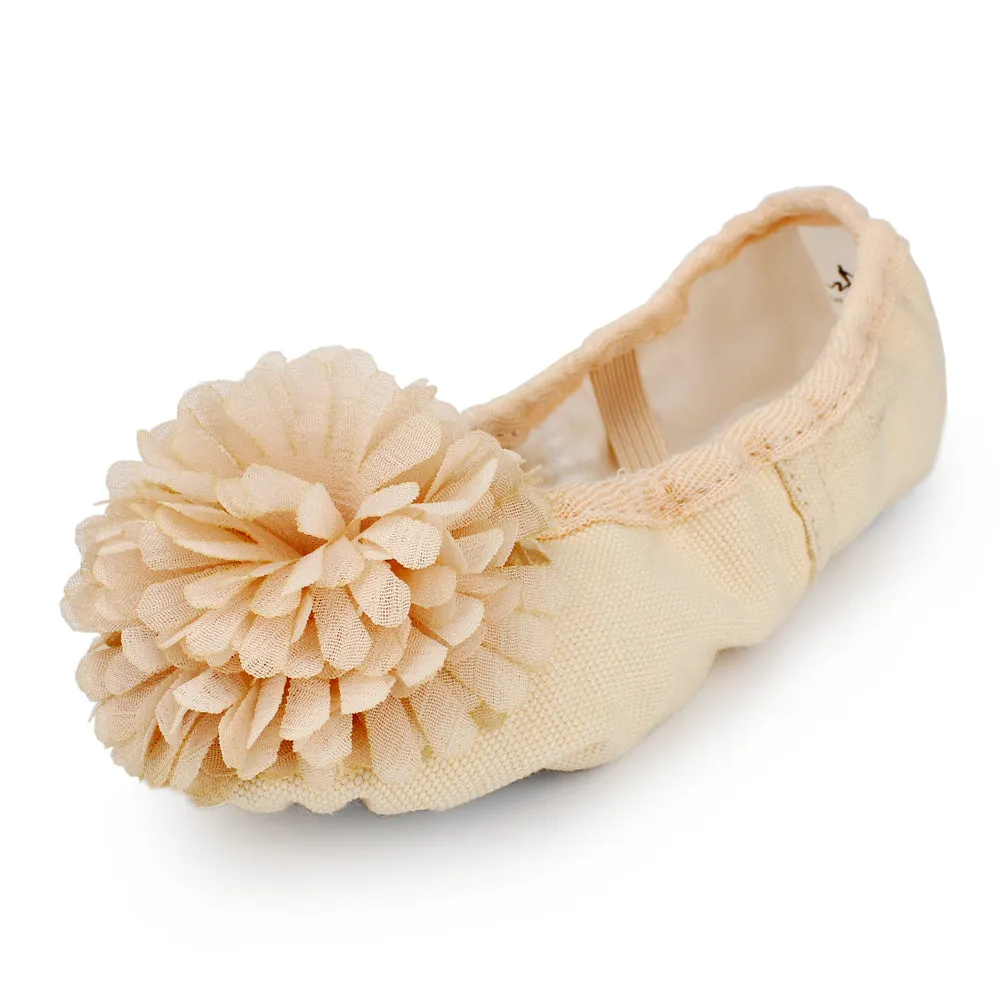 Little Girl's Soft Canvas Flower Ballet Shoes