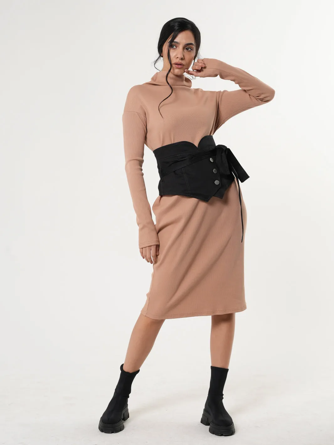 Long Sleeve Ribbed Dress