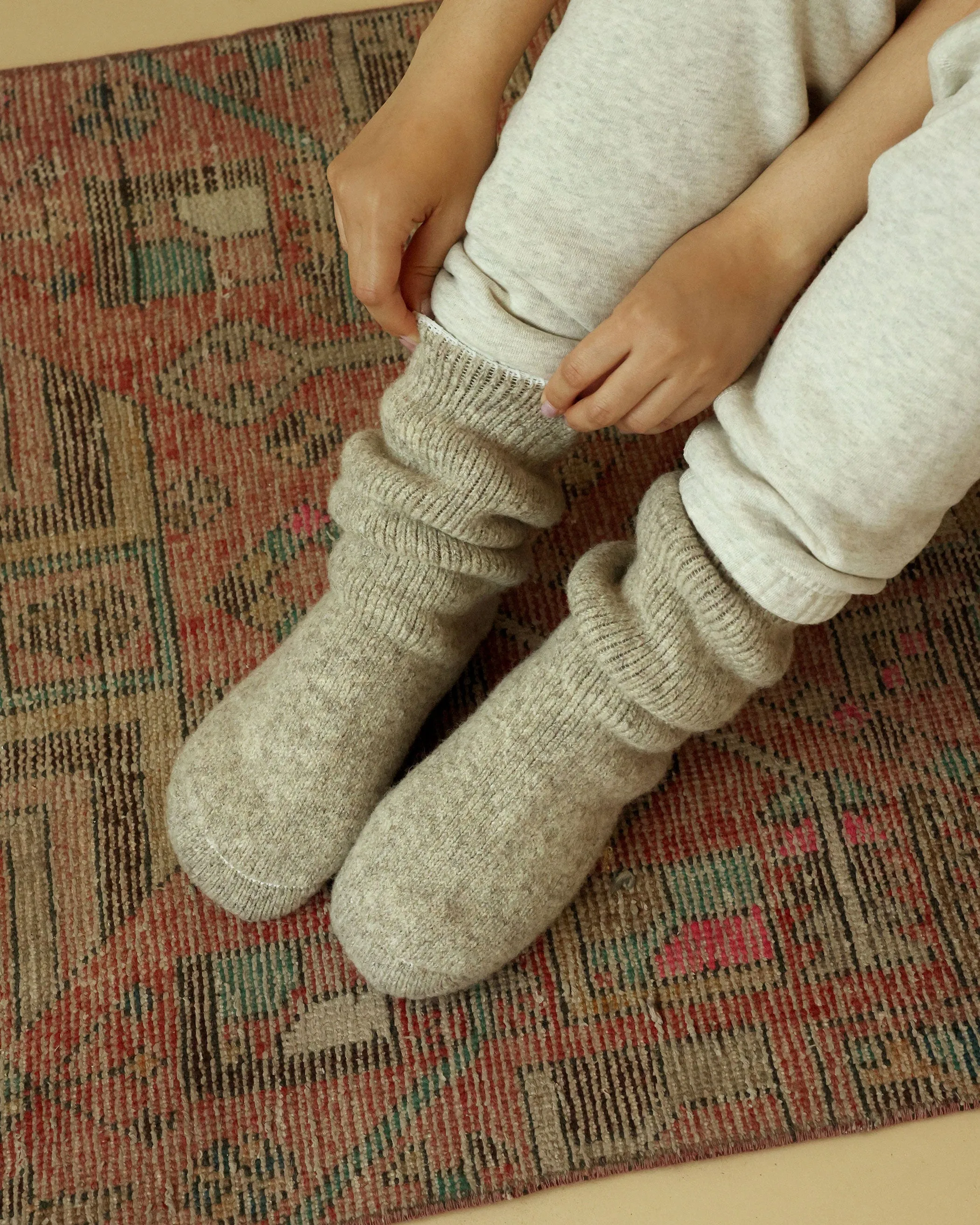 Long Slipper Sock Natural