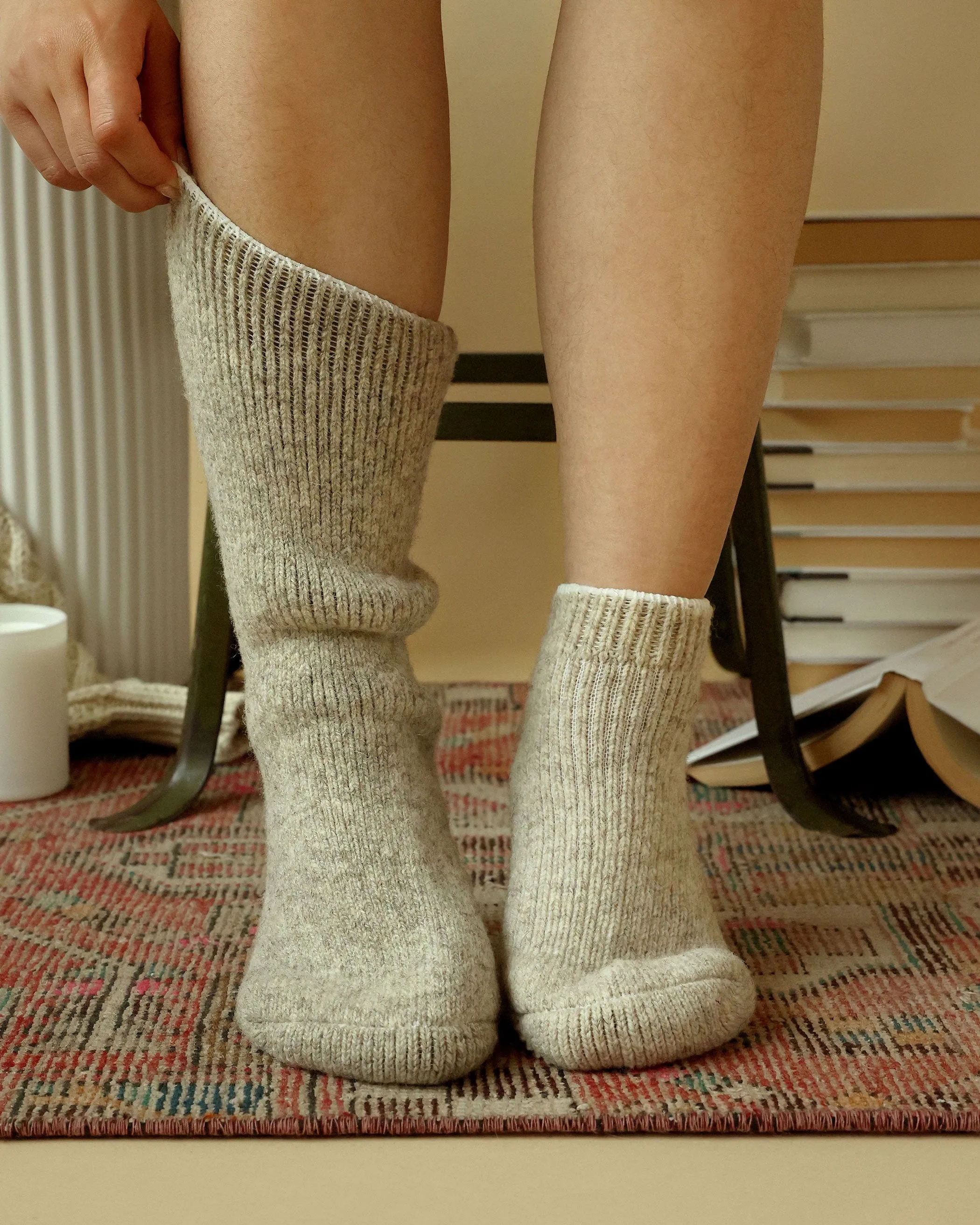 Long Slipper Sock Natural