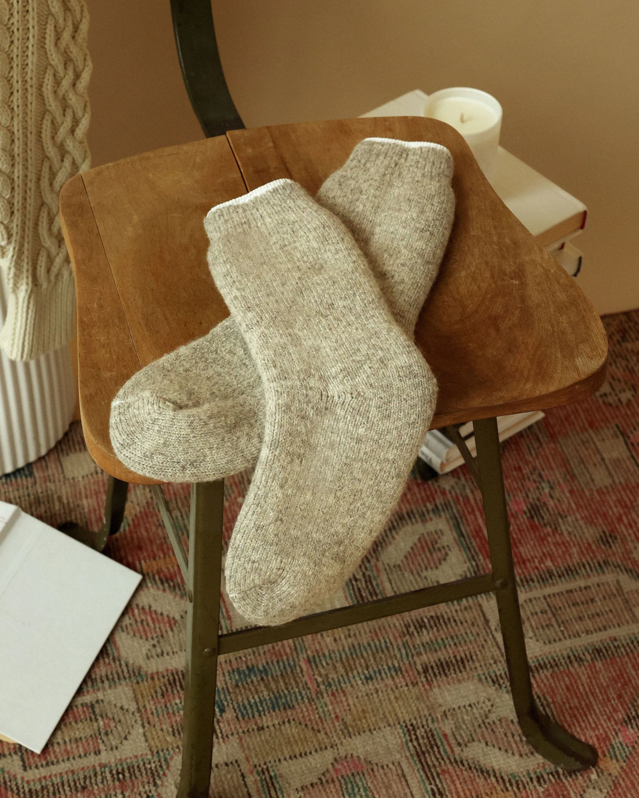 Long Slipper Sock Natural