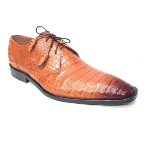 Los Altos Cognac All-Over Crocodile Lace Up Dress Shoes