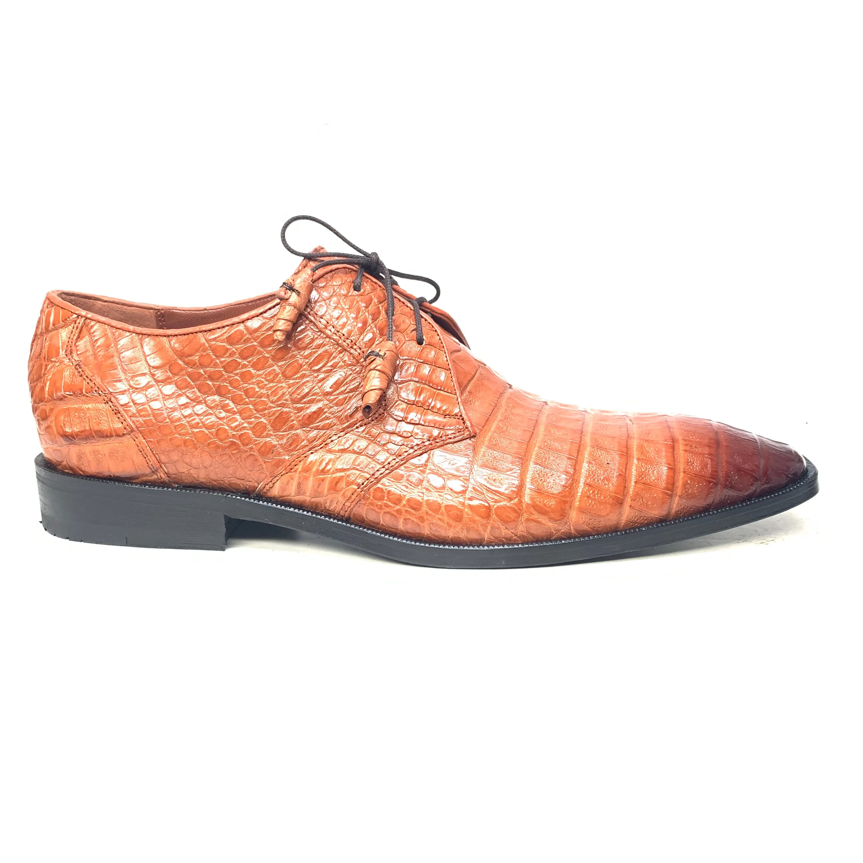 Los Altos Cognac All-Over Crocodile Lace Up Dress Shoes