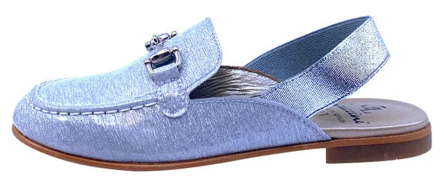 Luccini Girl's JENNIFER Cuerolite Natural Loafer with Elastic Strap - Silver