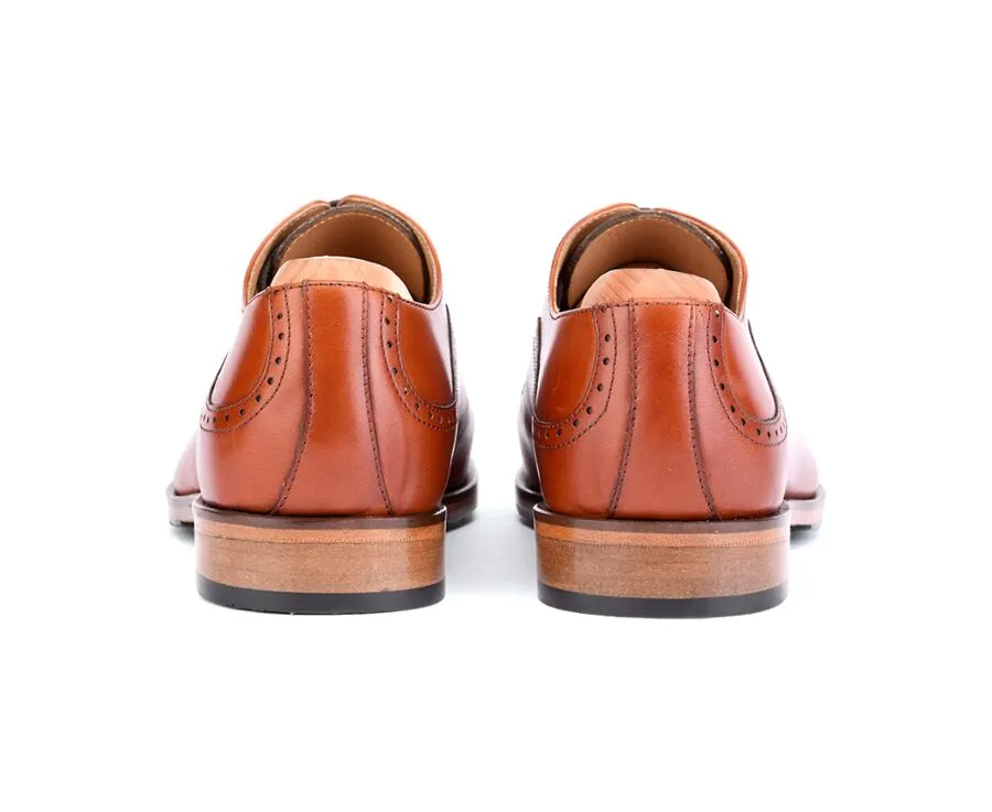 Mahogany Oxford shoes - Leather outsole &amp; rubber pad - CORBY PATIN