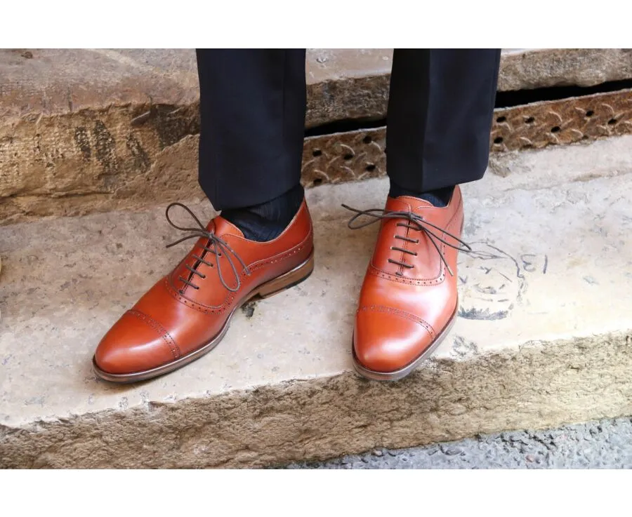 Mahogany Oxford shoes - Leather outsole &amp; rubber pad - CORBY PATIN