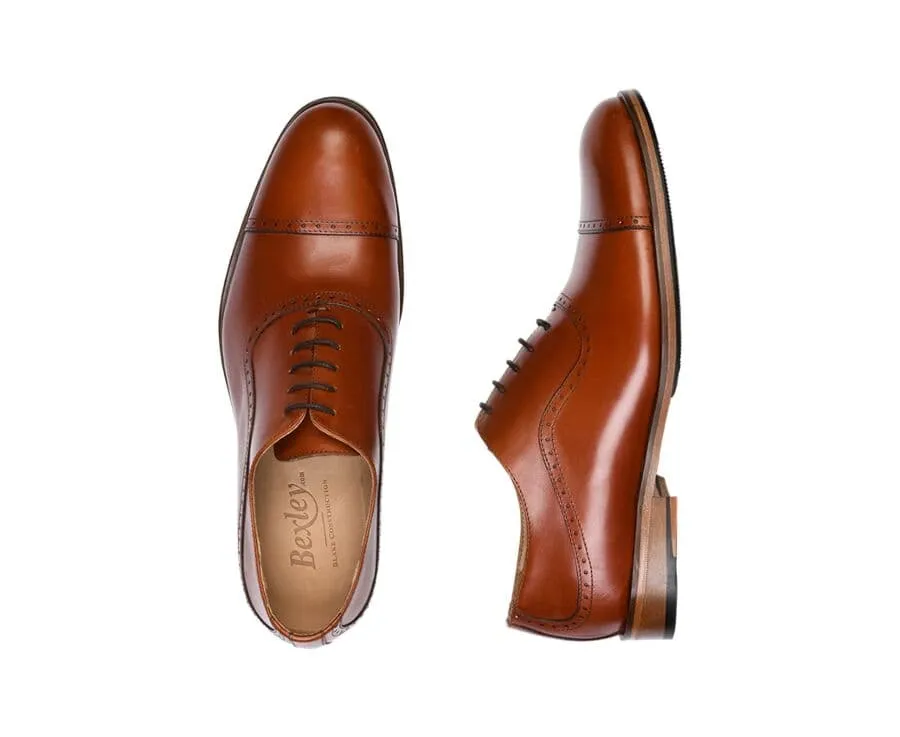 Mahogany Oxford shoes - Leather outsole &amp; rubber pad - CORBY PATIN