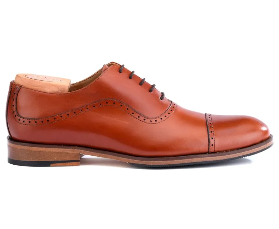 Mahogany Oxford shoes - Leather outsole &amp; rubber pad - CORBY PATIN