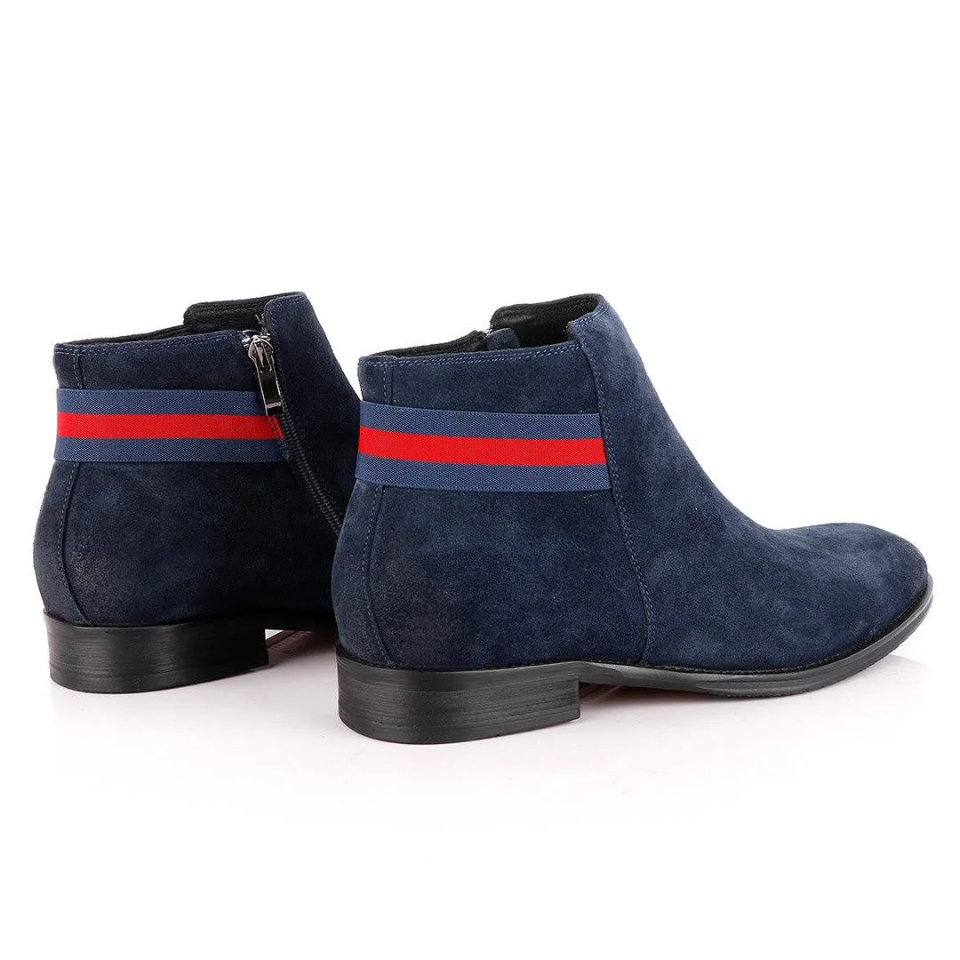 Massimo Dutti Chelsea Strap up Blue Suede Shoe