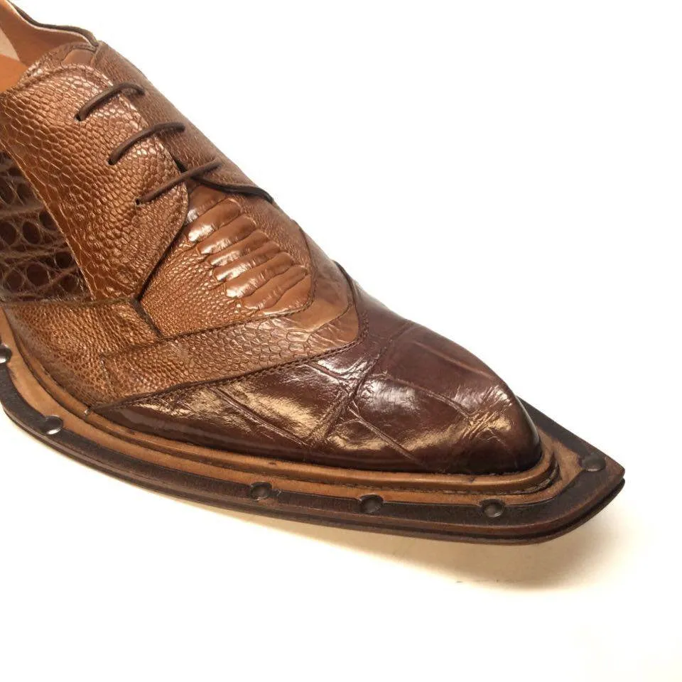 Mauri 44255 "Garda" All Over Ostrich Leg/Alligator Dress Shoe