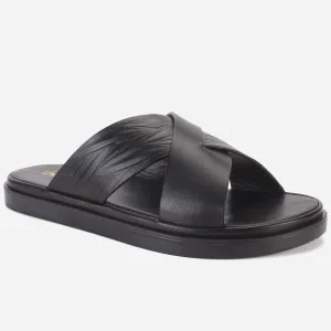 Mens "SENUK" Crossover Strappy Leather Slippers