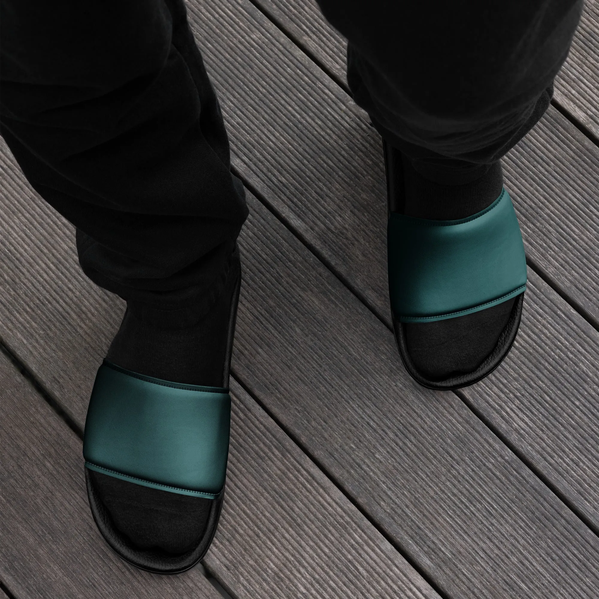 Men’s Smoke Green slides, Men's Dark Green Sandals