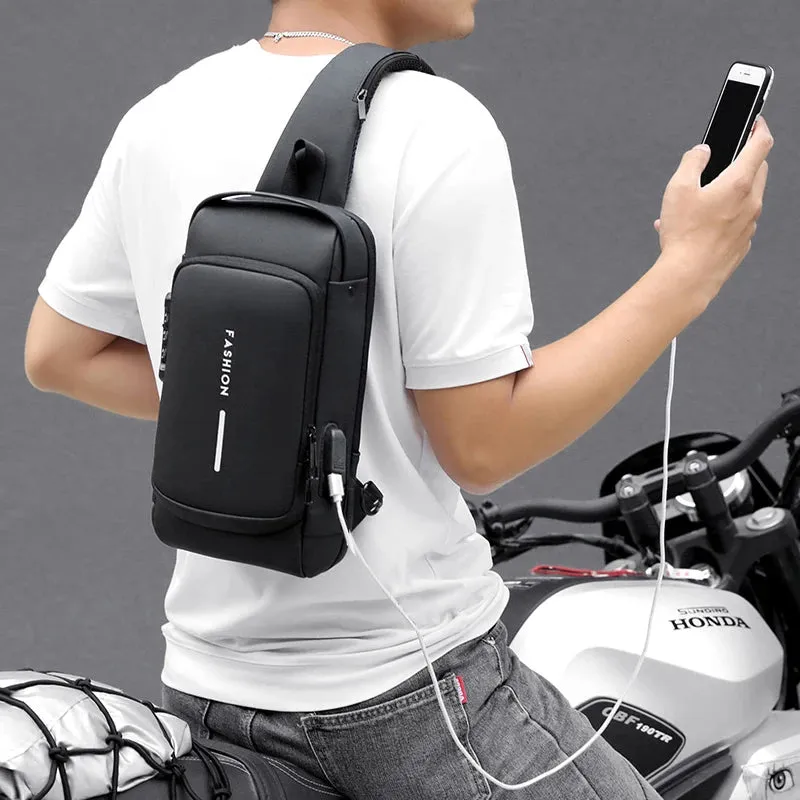 Men's USB Shoulder Bag Crossbody