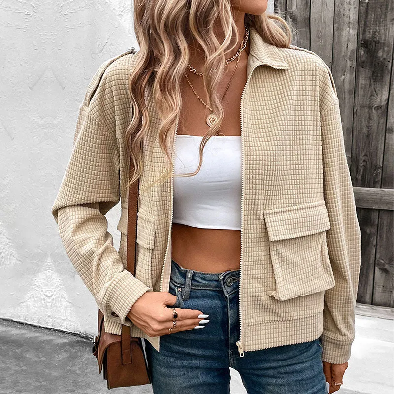 METAVERSMALL 2025 foreign trade new women's clothing casual texture top  fashion versatile solid color coat women