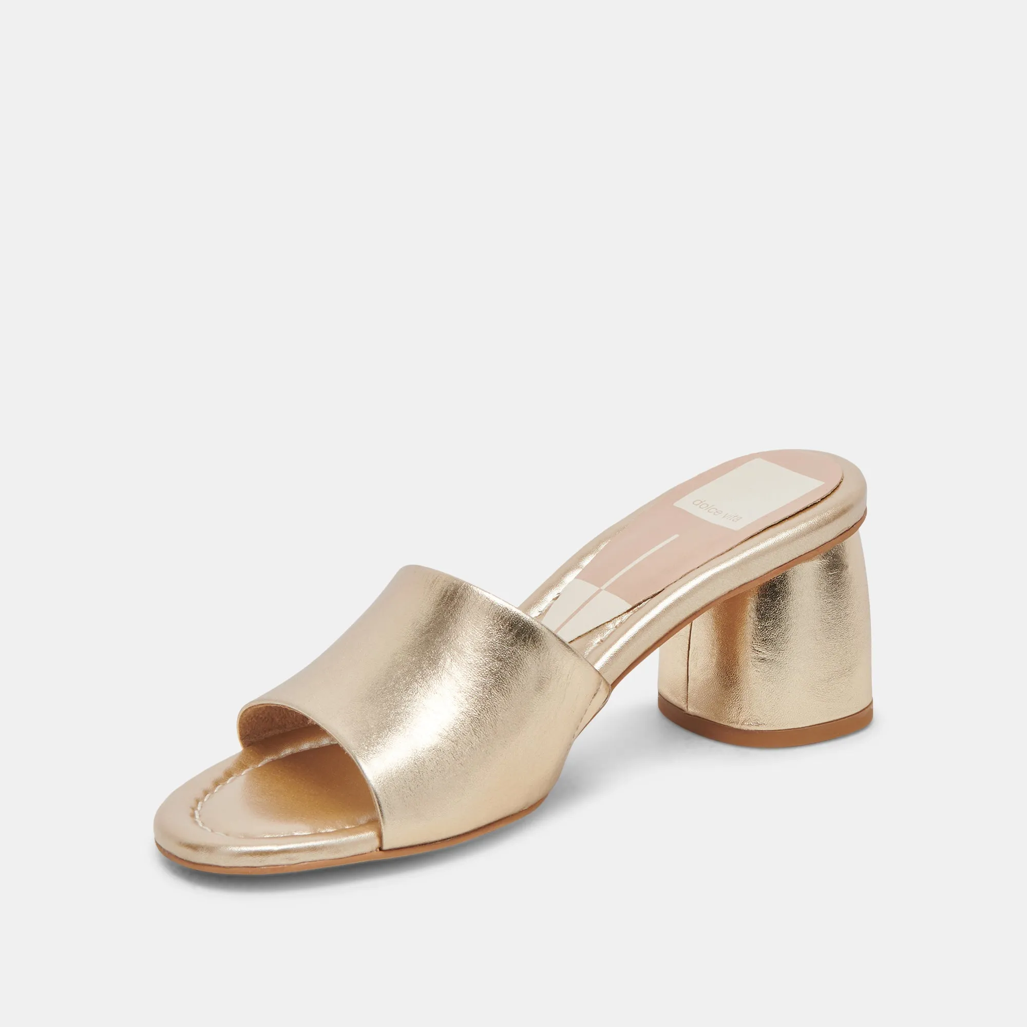 MINNY DRESS WIDE HEELS ROSE GOLD METALLIC LEATHER