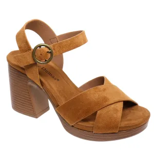 Morgen Criss Cross Suede Wedge • New Tan