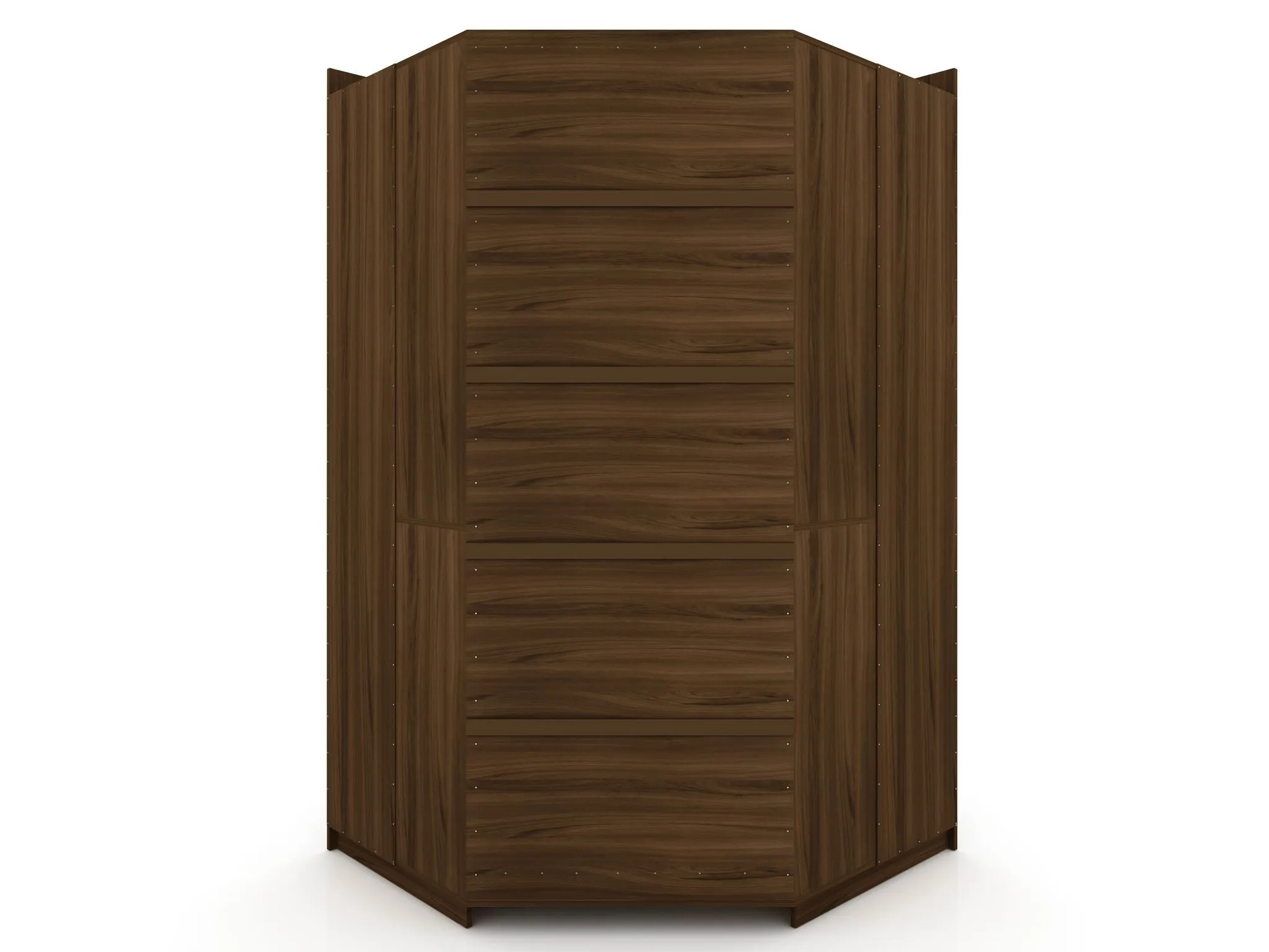 Mulberry 2.0 Modern Corner Wardrobe Closet with 2 Hanging Rods in Brown