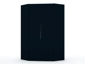 Mulberry 2.0 Modern Corner Wardrobe Closet with 2 Hanging Rods in Tatiana Midnight Blue