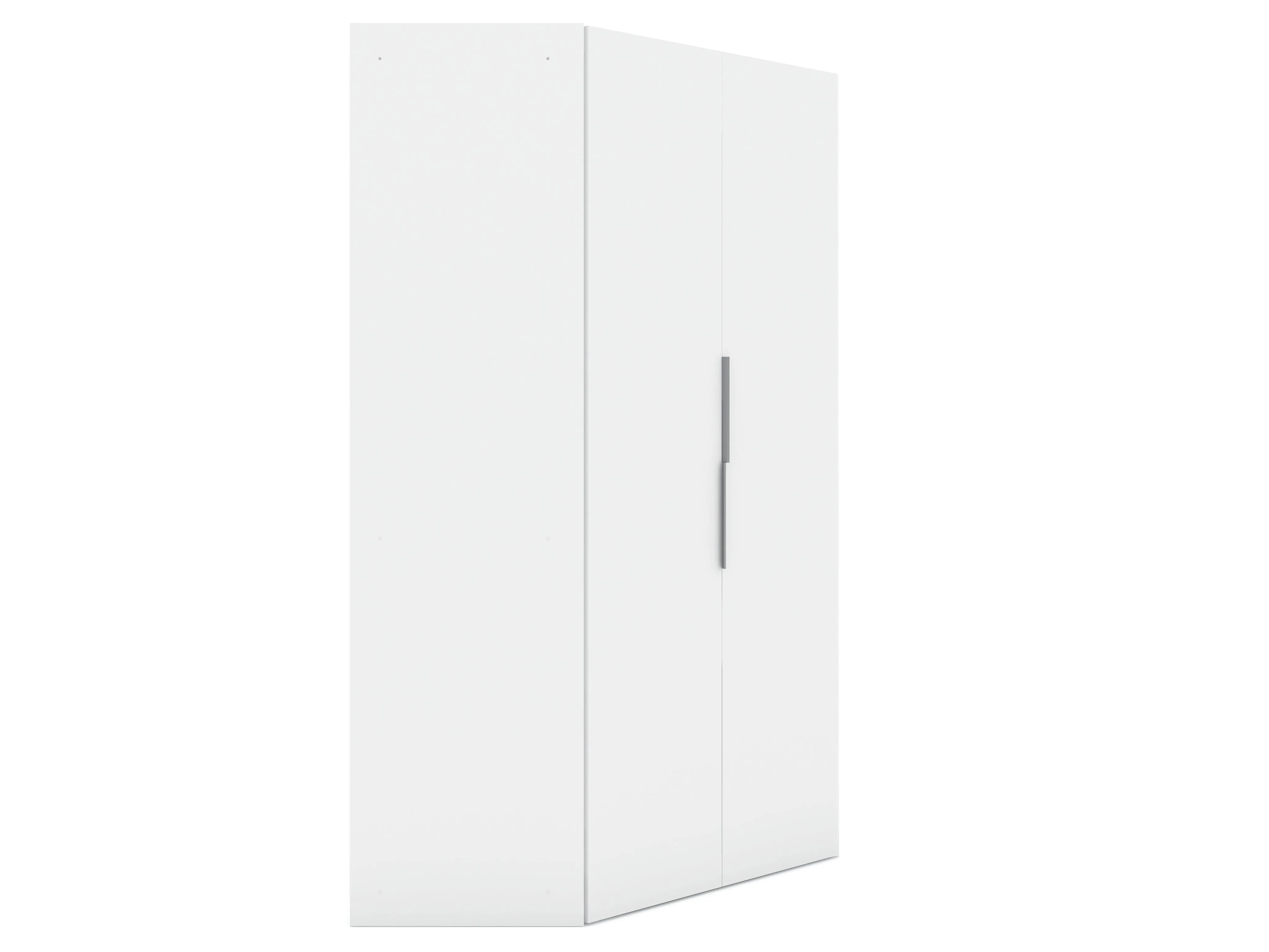 Mulberry 2.0 Modern Corner Wardrobe Closet with 2 Hanging Rods in White