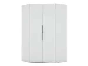 Mulberry 2.0 Modern Corner Wardrobe Closet with 2 Hanging Rods in White