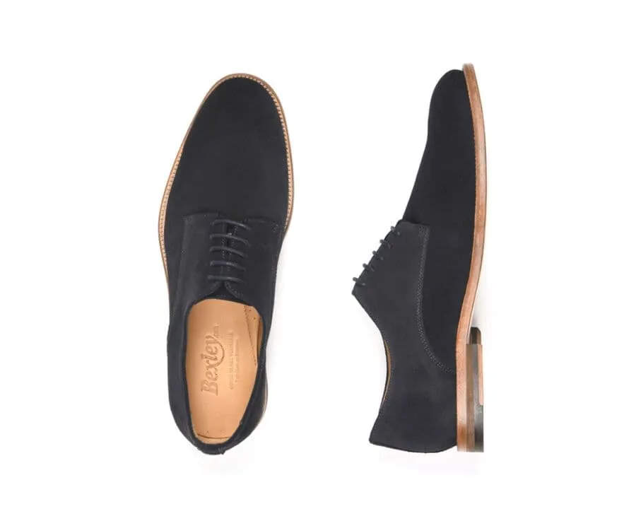 Navy Suede Derby Shoes - Leather outsole - HILPERTON