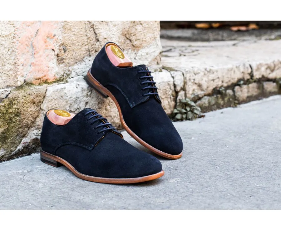 Navy Suede Derby Shoes - Leather outsole - HILPERTON