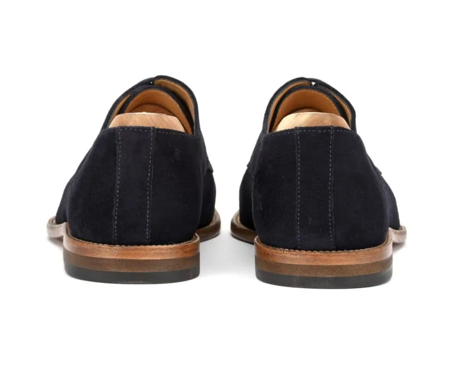 Navy Suede Derby Shoes - Leather outsole - HILPERTON