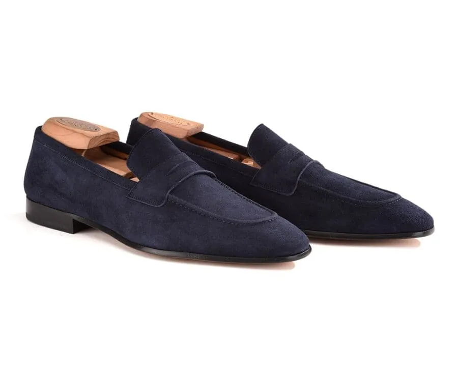 Navy Suede Loafers - BRIONE