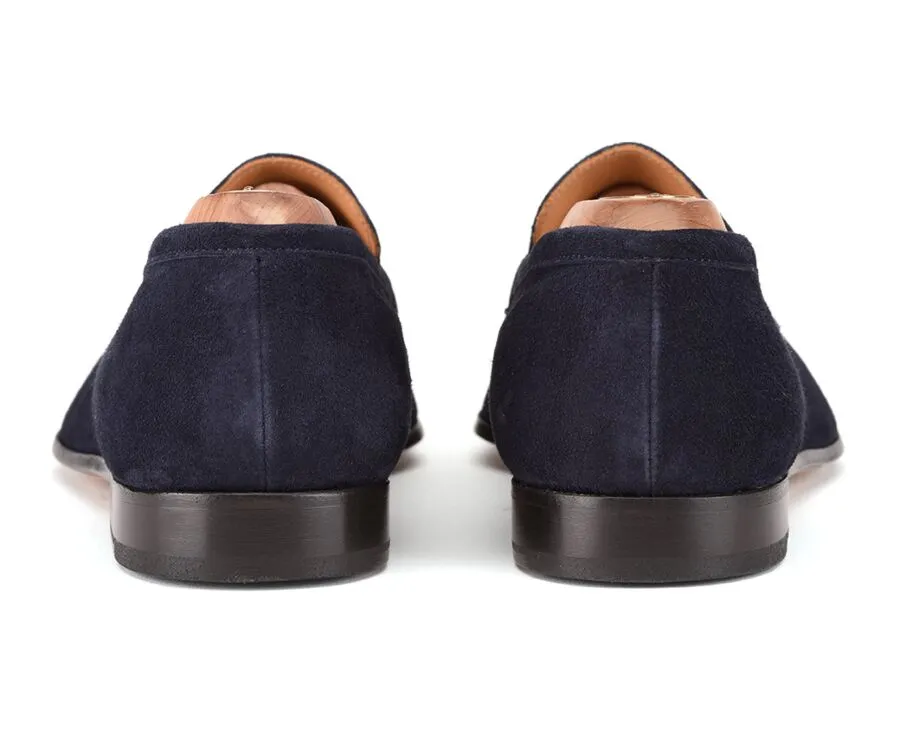 Navy Suede Loafers - BRIONE